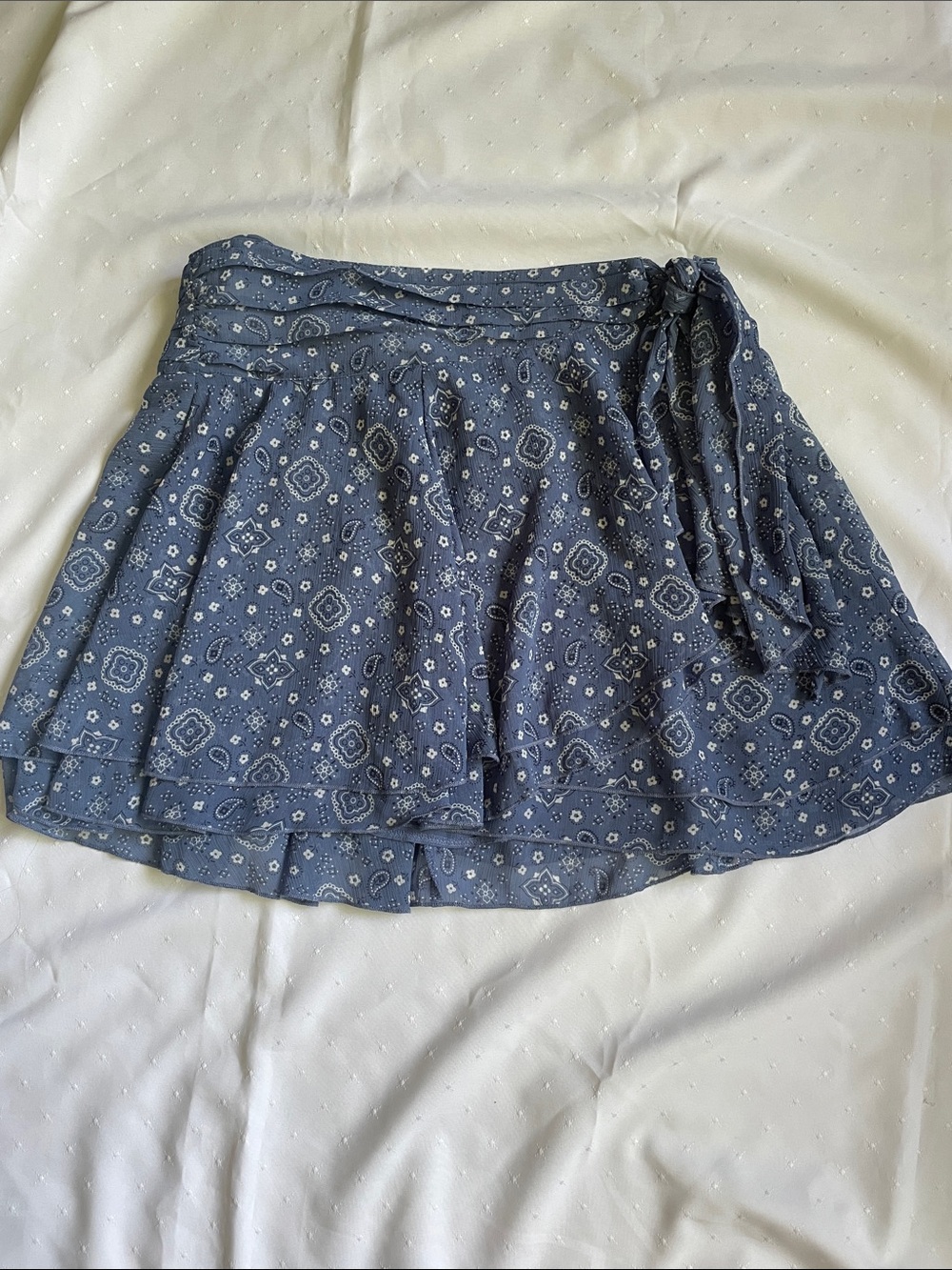 NWT Aerie Blue Bandana Print Wrap Mini Skirt